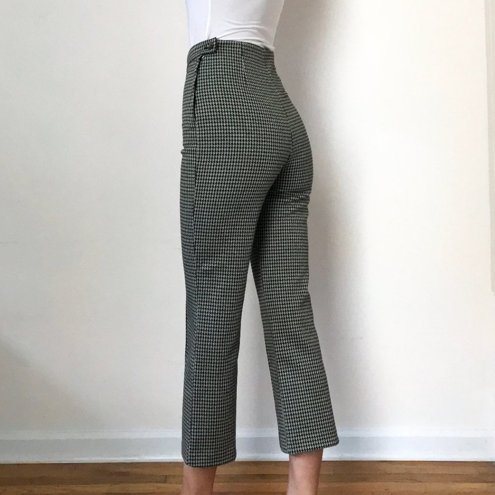 Super High Waist Thick Houndstooth Creased Slacks